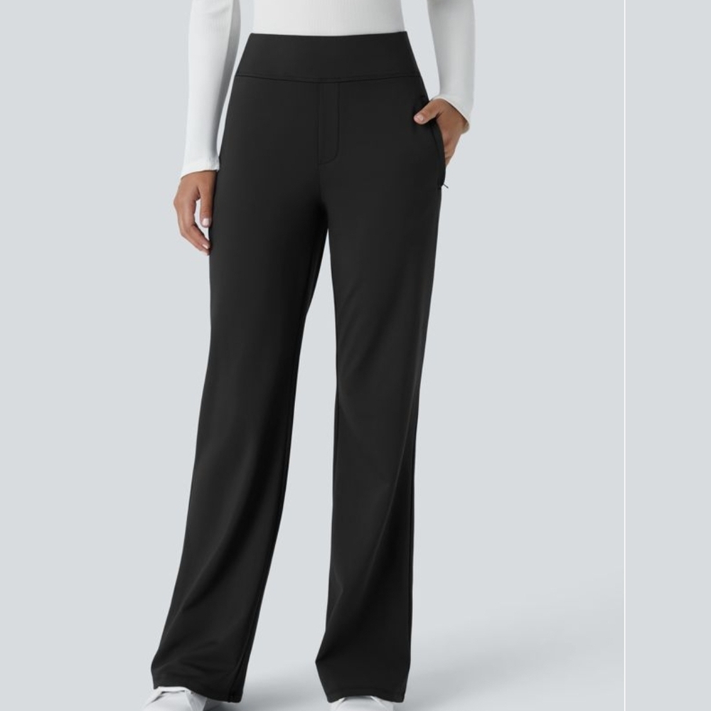 HALARA Elegant Black Wide-Leg Pants